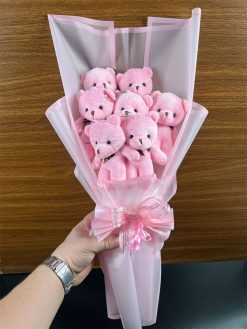 7’li Pembe Ayıcık Buketi – Sevimli Peluş Ayıcık Hediyesi