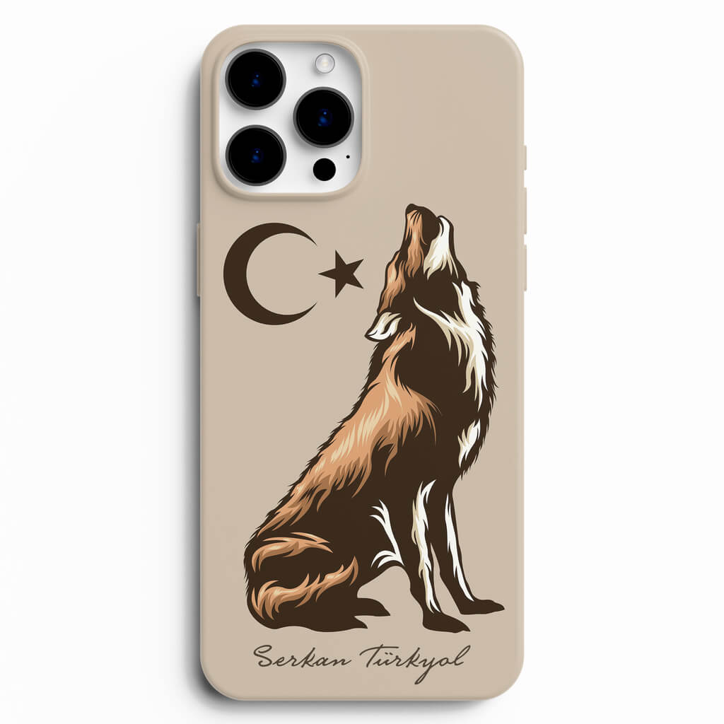 Ay Yıldız ve Vektör Kurt Desenli Telefon Kılıfı