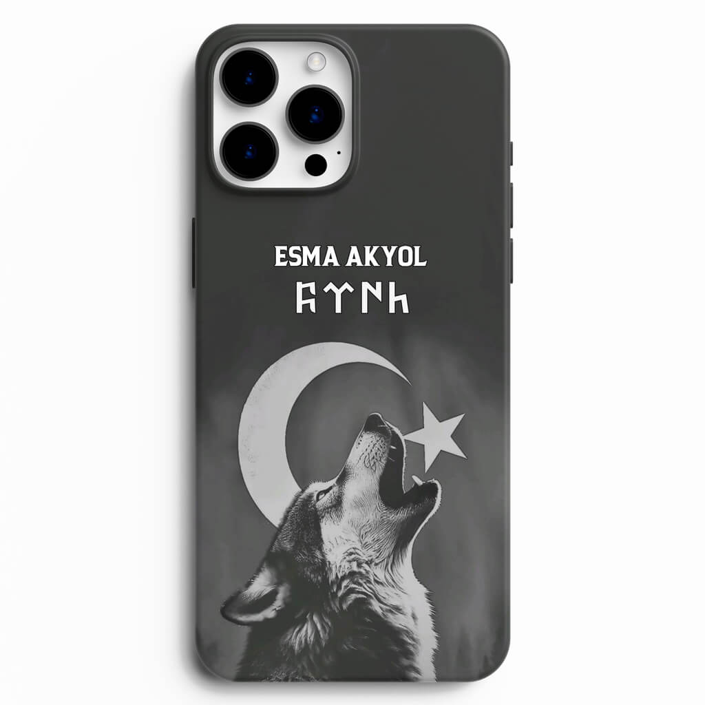 Uluyan Kurt Tasarımlı ve Göktürkçe “Türk” Yazılı Kişiye Özel Telefon Kılıfı