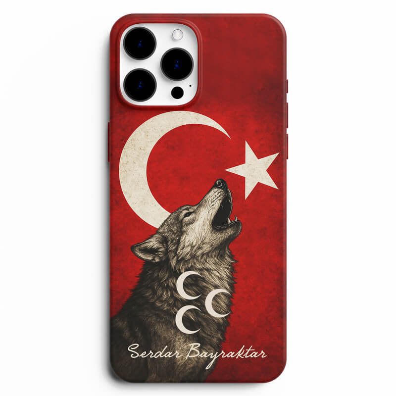 Kurt Baskılı Ay Yıldız Tasarımlı Ülkücü Telefon Kılıfı
