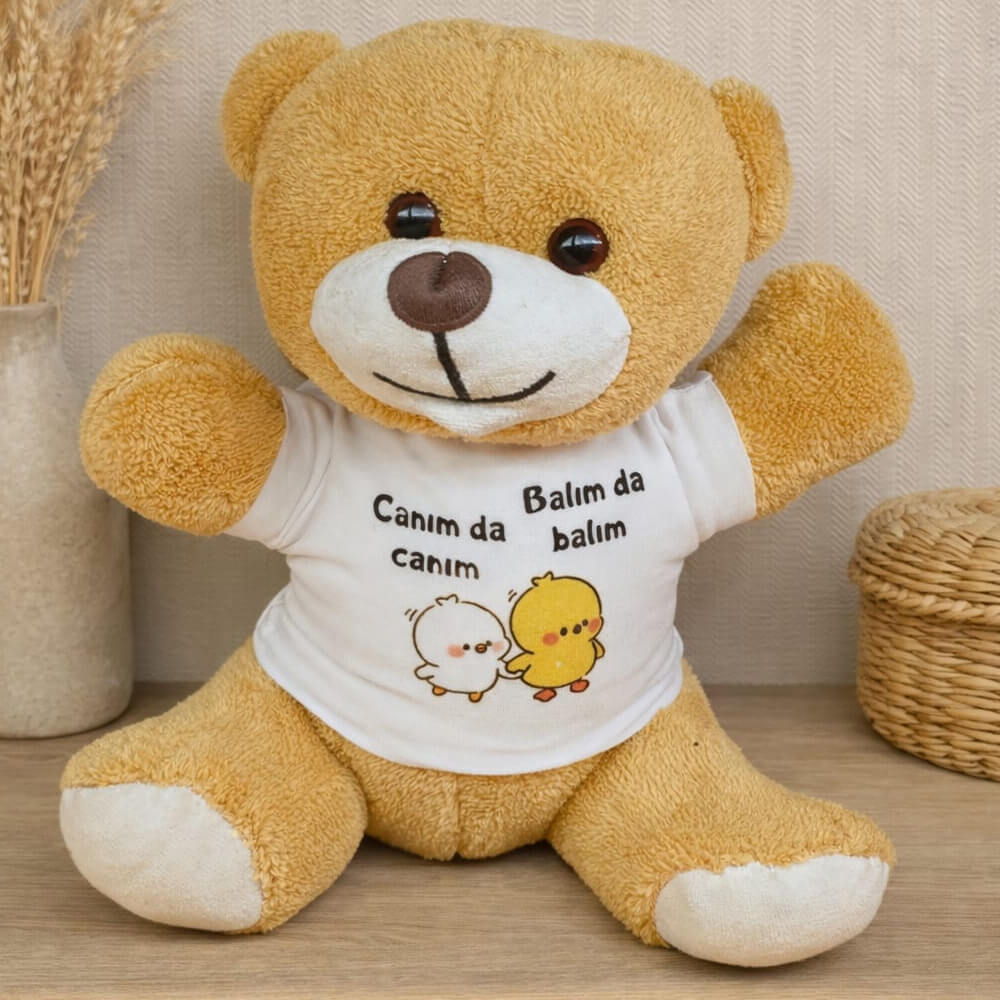 Canım Da Canım Balım Da Balım Yazılı Tişörtlü Peluş Ayıcık 25 cm – Sevgiliye Sevimli Hediye