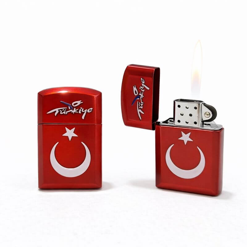 Türkiye Bayraklı Metal Çakmak – Ay Yıldız Temalı Şık Kapaklı Çakmak