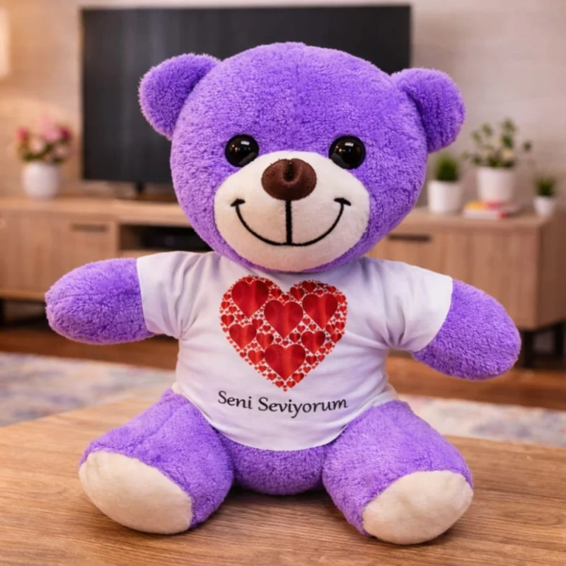 Seni Seviyorum Baskılı Tişörtlü Peluş Ayıcık