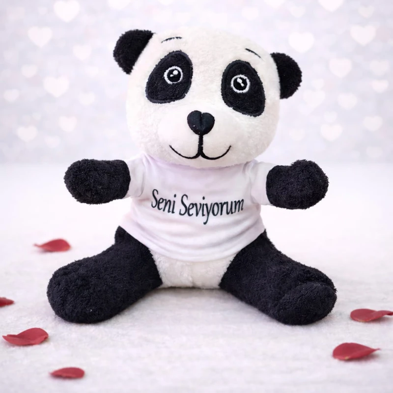 Seni Seviyorum tişörtlü peluş panda konseptli Seni Seviyorum Tişörtlü Sevimli Peluş Panda - Görsel 1