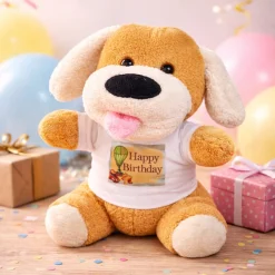 Happy Birthday tişörtlü peluş köpek temalı Happy Birthday Tişörtlü Peluş Oyuncak Köpek - Görsel 1