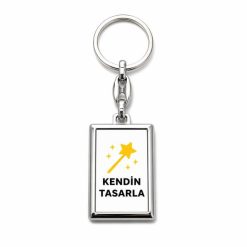 Dikdörtgen Anahtarlık Tasarla Metal baskılı anahtarlık