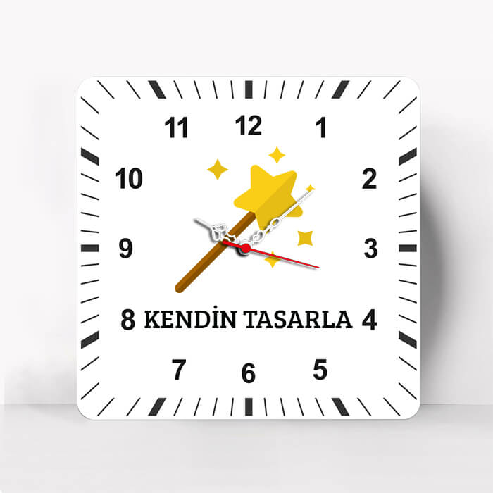 kare saat tasarla kişiye özel resimli duvar saati modeli