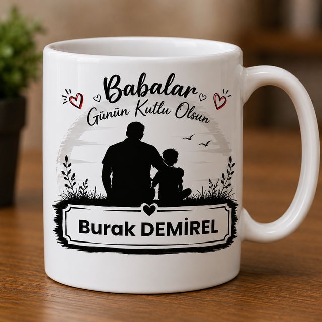 Babamla el ele isme özel kupa bardak