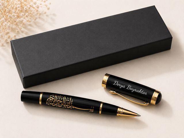 Babalar Günü Hediyesi Kişiye Özel Besmele Varaklı Kalem - İsim Yazılı Premium Hediye