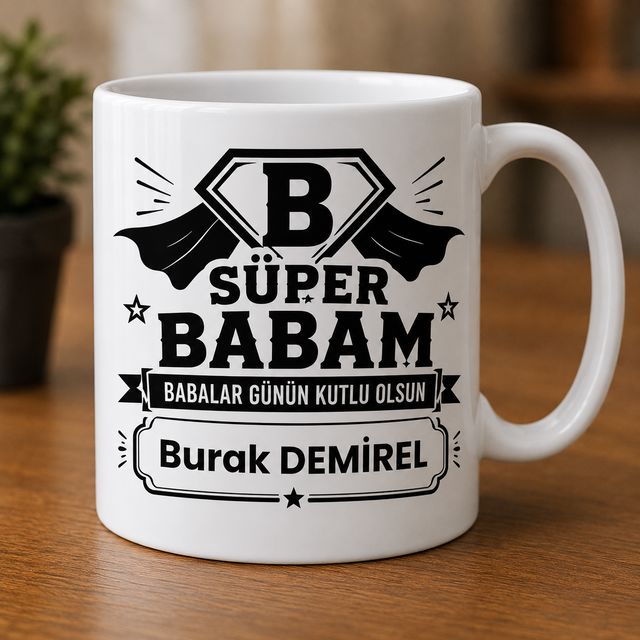 Süper kahraman temalı Babalar Günü kupası