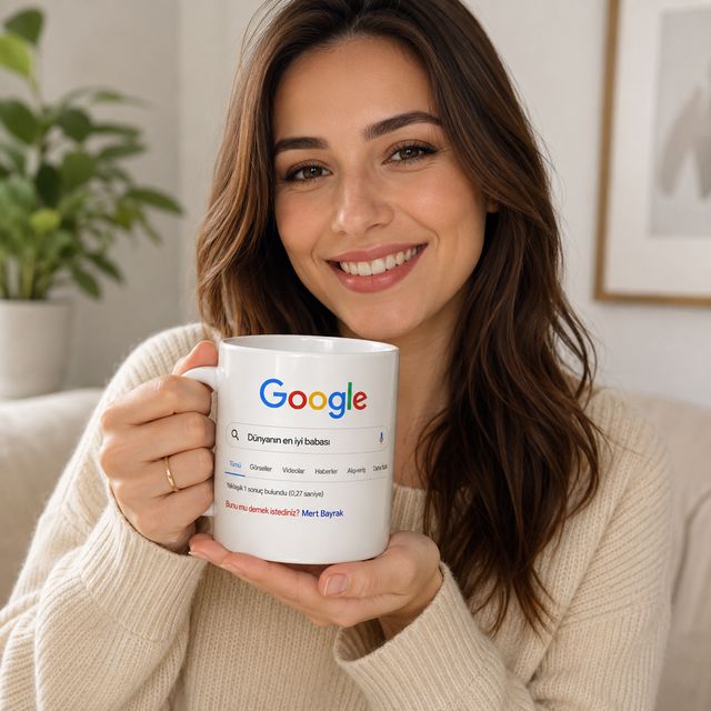 Babalar Günü Hediyesi İsme Özel Google Arama Tasarımlı Kupa Bardak - Görsel 2